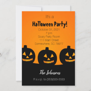 Tre pumpafirande Halloween-inbjudan Inbjudningar