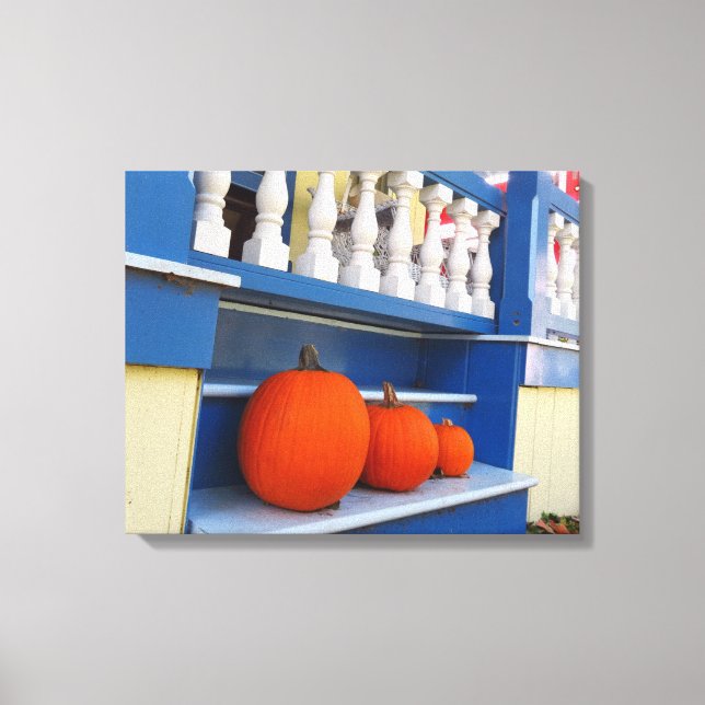 Tre Pumpkins på ett steg - Martha's Vineyard Canvastryck (Framsida)