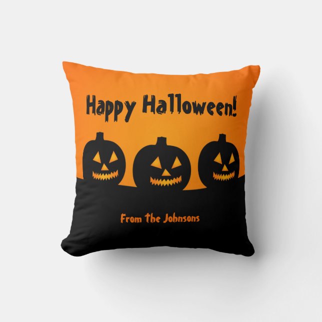 Tre pumpor Halloween-dekorativ kastkudde Kudde (Framsida)