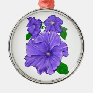 Tre purpurfärgade Petunias Julgransprydnad Metall