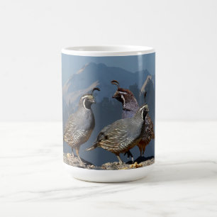 TRE QUAIL OCH SHASTA KAFFEMUGG