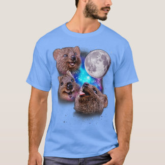 Tre Quokkas Howl vid Måne T Shirt