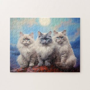 Tre Ragdoll-katter Pussel