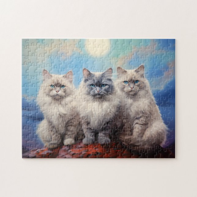 Tre Ragdoll-katter Pussel (Horisontell)
