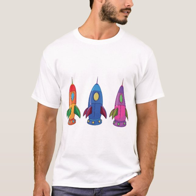 Tre raketmanar T-tröja T-shirt (Framsida)