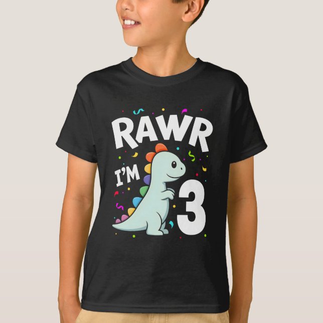 Tre Rawr I är 3 år gammal T-Rex Dinosaur 3rd Birt T Shirt (Framsida)
