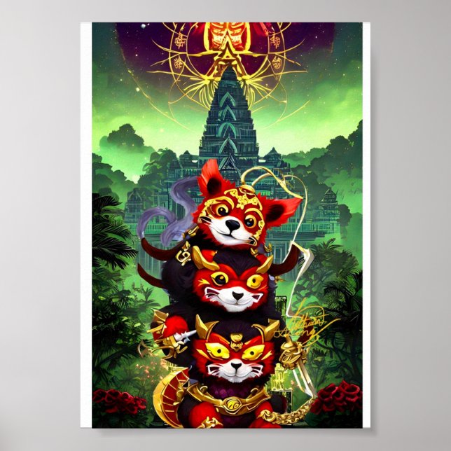 Tre Red Cute Panda Poster (Framsidan)