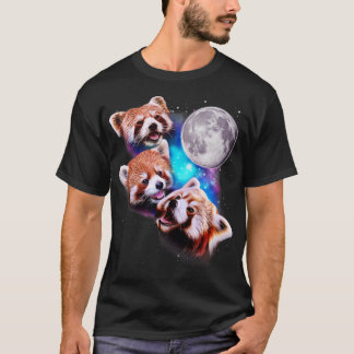 Tre Red Pandas Howl vid Måne T Shirt