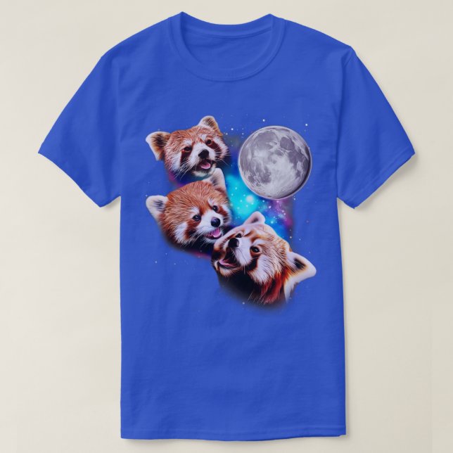 Tre Red Pandas Howl vid Måne T Shirt (Design framsida)
