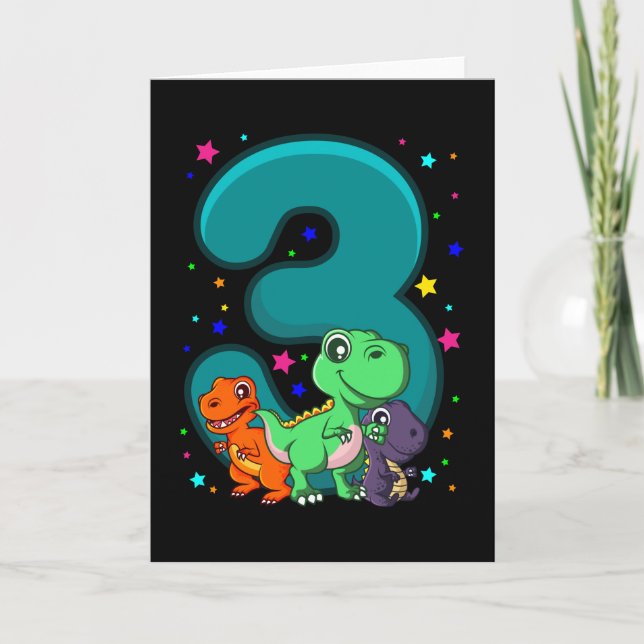 TRE REX 3 år gamla 3: e födelsedagstjuren Dino Kort (Framsida)