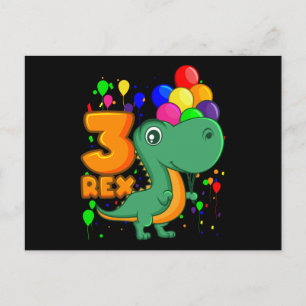 TRE REX 3 år gammal 3-års födelsedag Pojke Dino Vykort