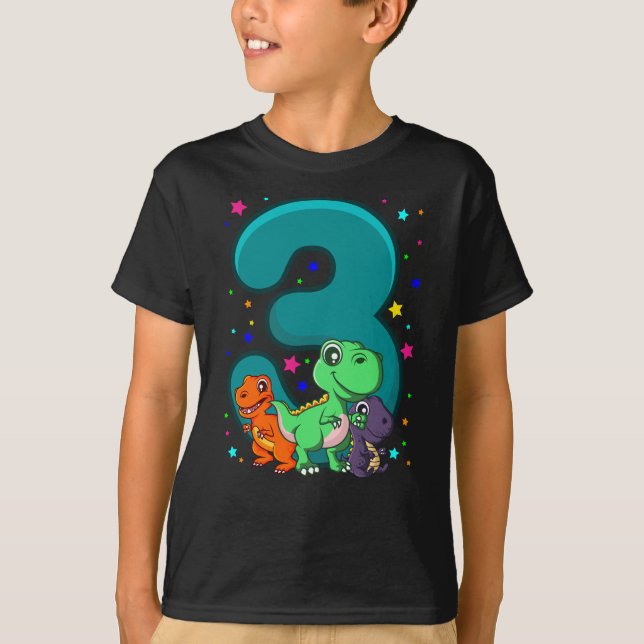 TRE REX 3 år Gammal 3-dagars barndagskyckling Dino T Shirt (Framsida)