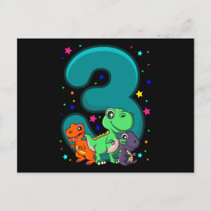 TRE REX 3 År Gammal 3:e Födelsedag Barn Dino Vykort