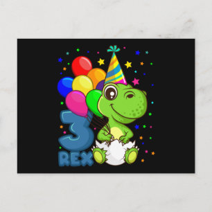 TRE REX 3 År Gammal 3:e Födelsedag Pojke Dino Vykort
