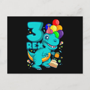TRE REX 3 År Gammal 3:e Födelsedag Pojke Dino Vykort