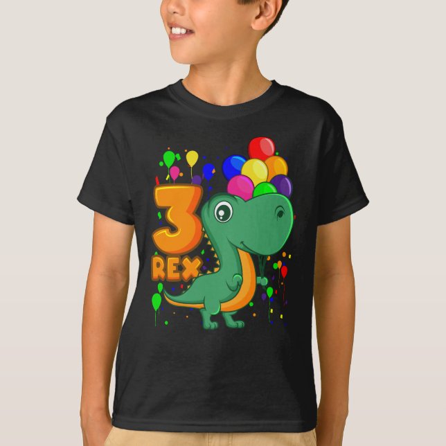 TRE REX 3 år Gammal 3: e födelsedagspojken Dino T Shirt (Framsida)