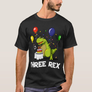 Tre Rex 3-års födelsedagsfest Cartoon T-Rex Dinosa T Shirt