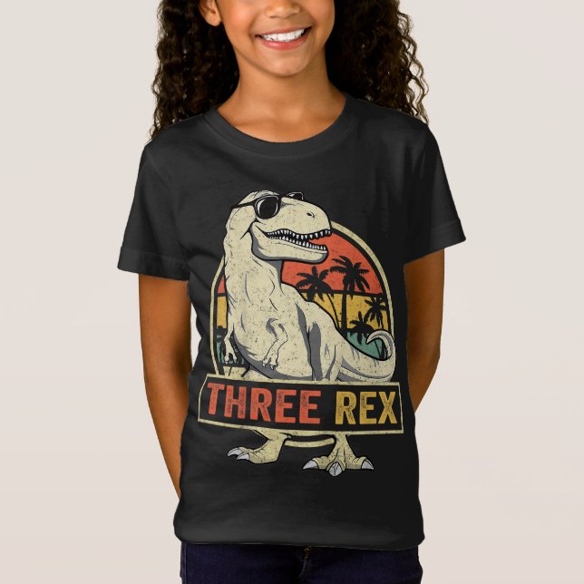 Tre Rex 3: e födelsedagen 3: e doseringen 3 år gam T Shirt (Framsida)
