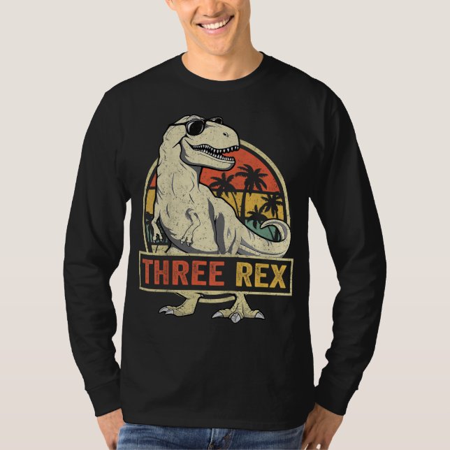 Tre Rex 3: e födelsedagen 3: e doseringen 3 år gam T Shirt (Framsida)
