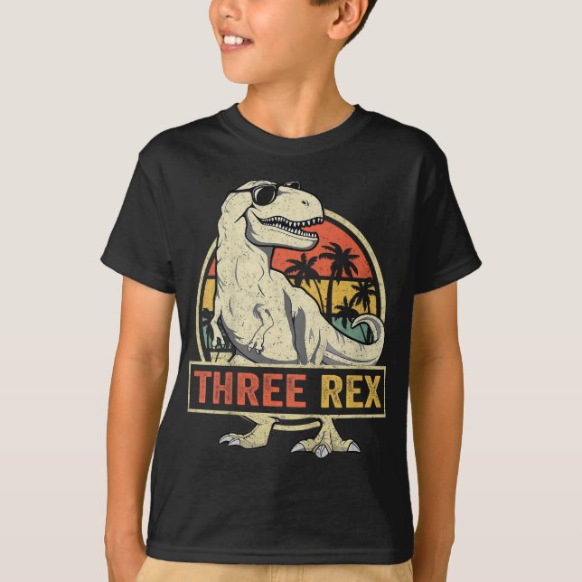 Tre Rex 3: e födelsedagen 3: e doseringen 3 år gam T Shirt (Framsida)