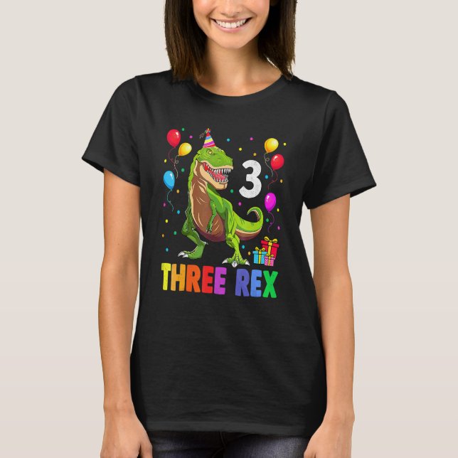 Tre Rex 3: e födelsedagen 3: e doseringen 3 år gam T Shirt (Framsida)