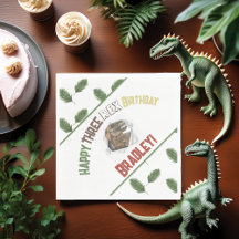 Tre Rex Birthday Watercolor Dino