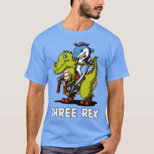 Tre Rex Dinosaur 3:e födelsedagen Party Pirat T Shirt