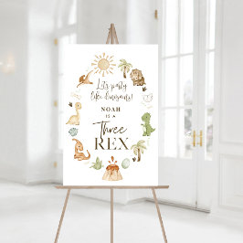 Tre Rex Dinosaur 3:e födelsedagen Party-tecken Poster