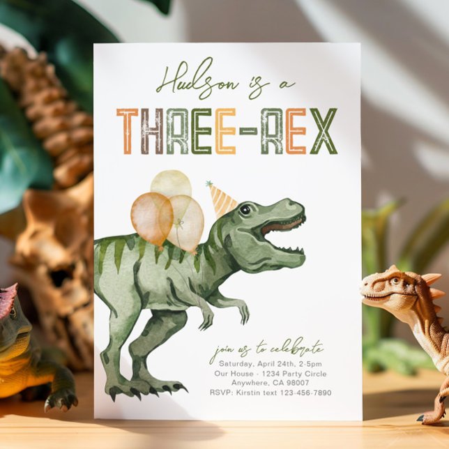 Tre-Rex Dinosaur Birthday-inbjudan Inbjudningar (Skapare uppladdad)