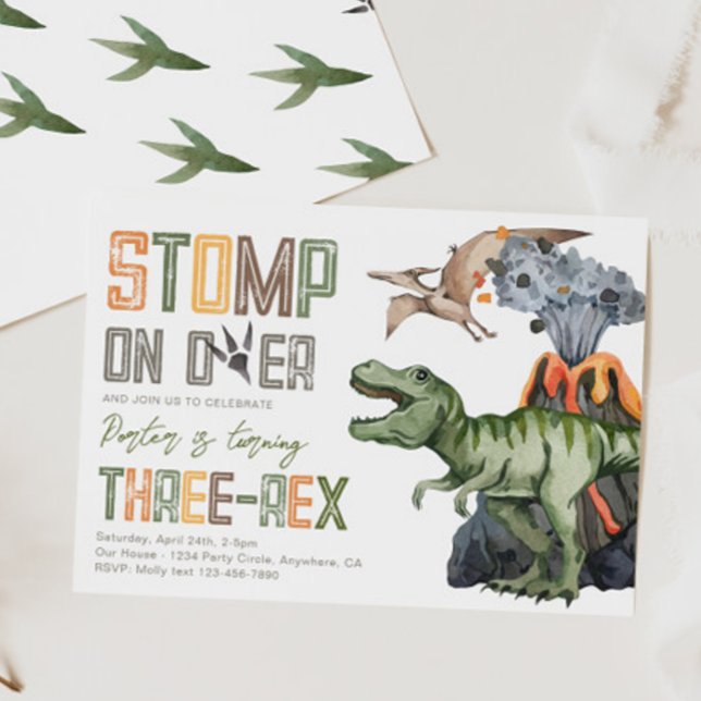 Tre-Rex Dinosaur Birthday-inbjudan Inbjudningar (Skapare uppladdad)