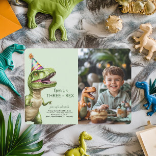 Tre-Rex Dinosaur Birthday-inbjudan med foto Inbjudningar