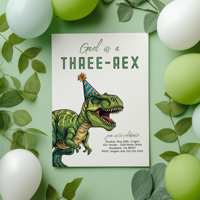 Tre-Rex Dinosaur Birthday Inbjudningar (Skapare uppladdad)