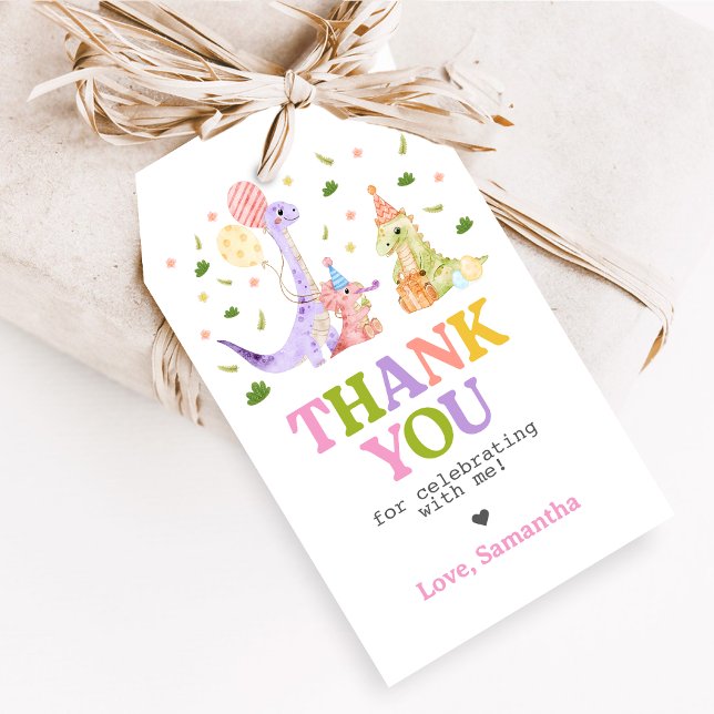 Tre Rex Dinosaur Födelsedagspresentkort Presentetikett (Dinosaur 3rd Birthday Favor Tags)