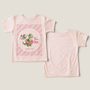 Tre Rex Dinosaur Girl Födelsedagsfest T Shirt