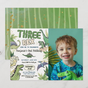 Tre Rex Dinosaur Thmet Inbjudningar