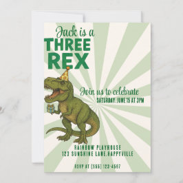 Tre-Rex Dinosaurie Födelsedagsinbjudan |T-Rex Fest Inbjudningar
