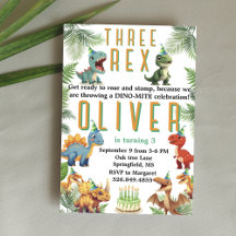 Tre rex Dinsoaur-födelsedag,vattenfärg t-rex