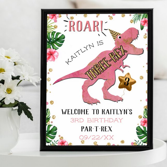 Tre-Rex-doktor 3:e födelsedag Välkomsthälsning Poster (Skapare uppladdad)