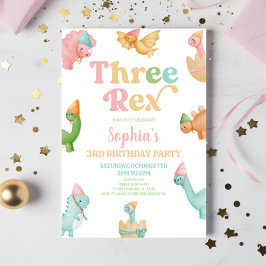 Tre Rex-doser tredje Födelsedagsfesten Inbjudningar