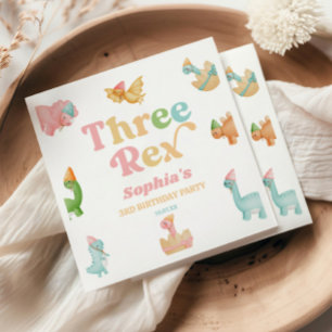 Tre Rex-doser tredje Födelsedagsfesten Pappersservett