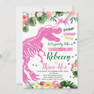 Tre-Rex-dosinosaur-Födelsedagsfest, Dino T-Rex Inbjudningar