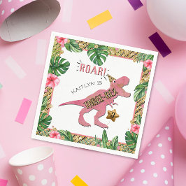 Tre-Rex-dosoaur 3:e födelsedagen Pappersservett