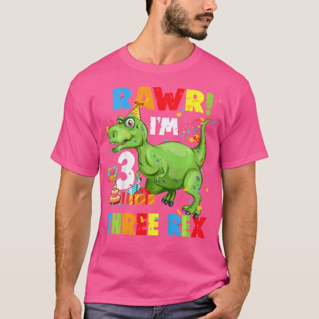 Tre Rex-Födelsedagsfester för barn 3 år T Shirt (Framsida)