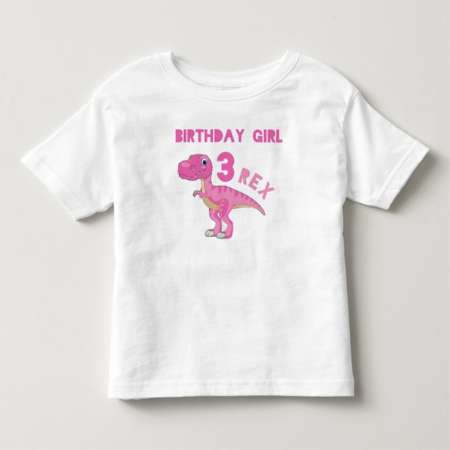 tre rex födelsedagsklänning t shirt (Framsida)