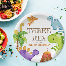 Tre Rex Kids Dinosaur 3:e födelsedagen Party