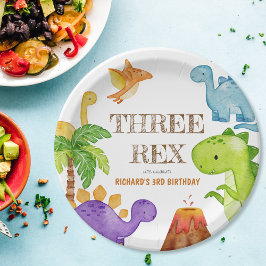 Tre Rex Kids Dinosaur 3:e födelsedagen Party