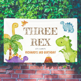 Tre Rex Kids Dinosaur 3:e födelsedagen Party