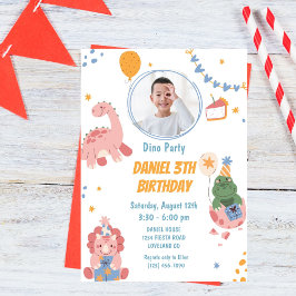 Tre Rex Kids Dinosaur 3:e födelsedagen Party Inbjudningar