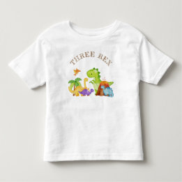 Tre Rex Kids Dinosaur 3:e födelsedagen Party T Shirt
