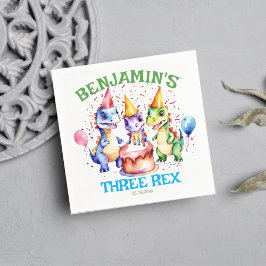 Tre rex söta dinosaurier-födelsedagskalender pappersservett